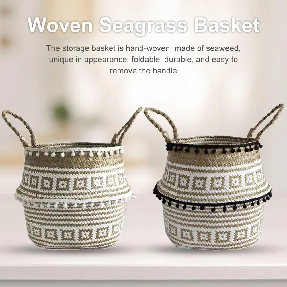 Seaweed Flower Basket Folding Binaural Ping Household Seaweed Flower Basket Folding Binaural