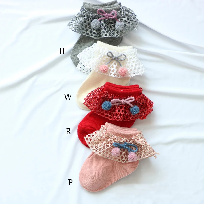 Newborn Baby Girl Cute Socks Bowknot Design Lace Cotton Short Socks Infant Children Casual Socks
