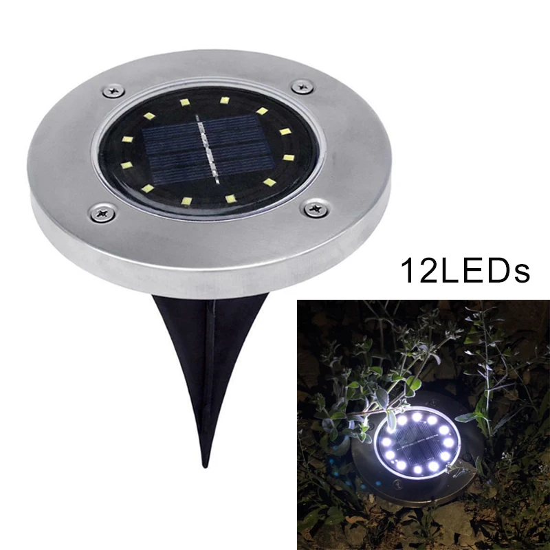 Solar Powered Ground Light Waterproof Garden Pathway Decking Lights With 12 LEDs Solar Lawn Lamp for Yard Driveway Road