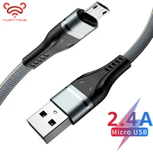 MUSTTRUE Micro USB кабель для зарядки samsung huawei xiaomi Denim плоская линия 2.4A 1 м синхронизация передачи Microusb зарядное устройство для телефона