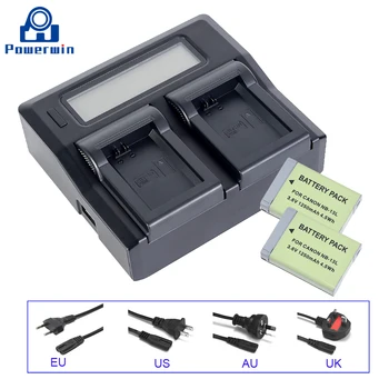 

Powerwin 1250mAh 3.6V NB-13L NB13L NB 13L Camera Battery Dual LCD Charger For Canon G7 X Mark II G7X PM165 G5X G9X SX620 SX720