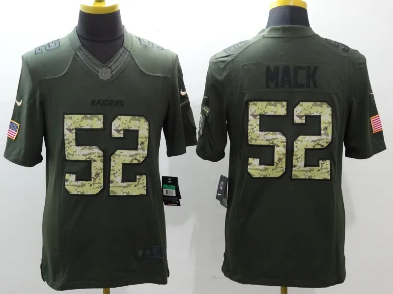 Stitiched Oakland Derek Carr Khalil Mack Amari Cooper white Black Green Salute Jersey - Color: COLOR AS PHOTO SHOWN