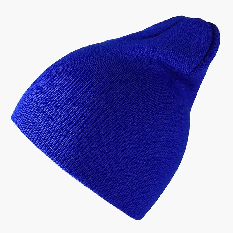 Royal Blue Шапки-унисекс, зимние шапки для женщин, одноцветные теплые короткие шапки, женская вязаная шапка в стиле хип-хоп, Лыжные шапки, мягкие эластичные мешковатые шапки - Цвет: Royal Blue