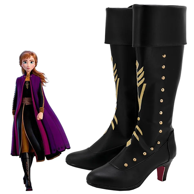 Anna boots 1 Снега и льда 2 принцесса «Эльза»; костюм Анны и Эльзы сапоги Кристофф принц Ханс взрослых Для женщин Высокие каблуки Хеллоуин вечерние Рождество - Цвет: Anna boots 1
