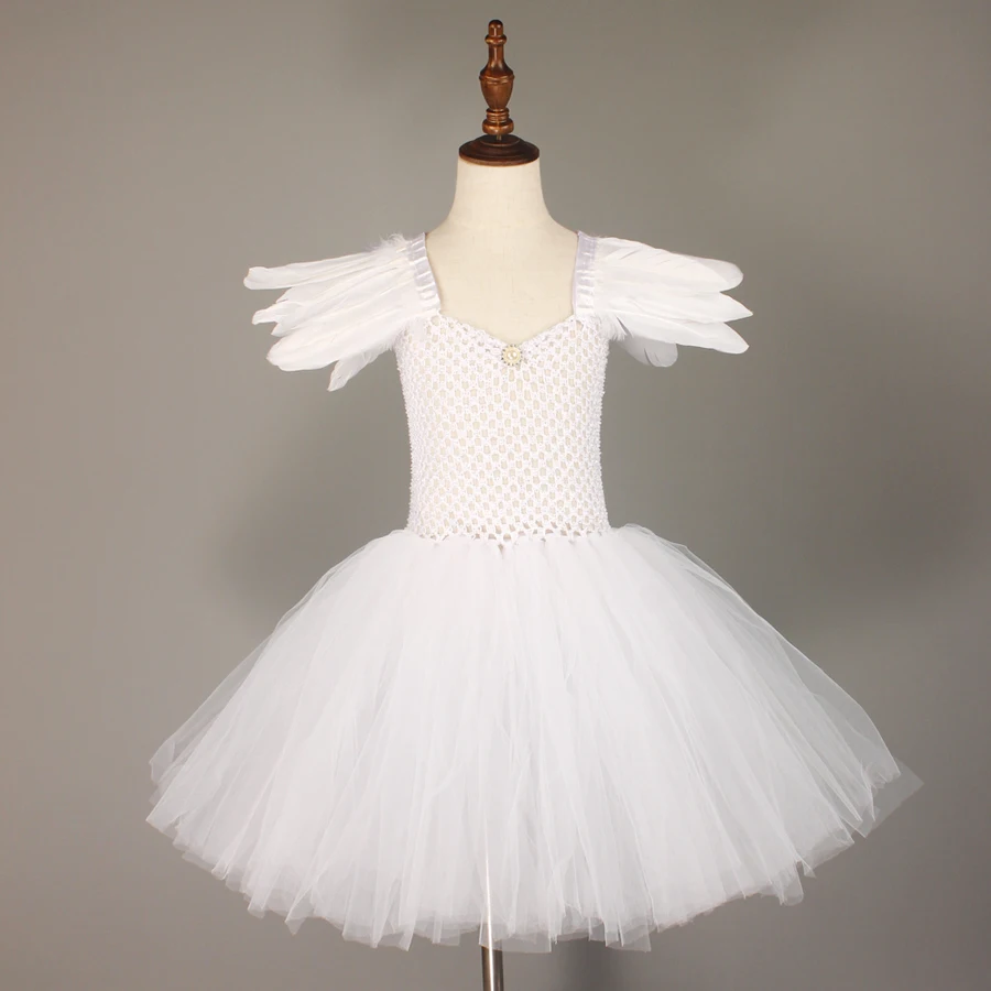 Kids Heaven Sent Angel White Halloween Fancy Dress Up Girl Fairy Christmas Costume Girls Wings Tutu Dress with Halo and Wand (4)