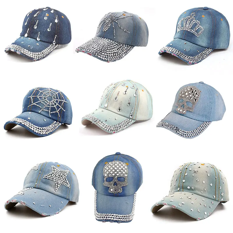 

Fashionable Shiny Baseball Cap for Women Solid Color With Rhinestones Snapback Cap Women's Street Breathable Hip Hop Hat