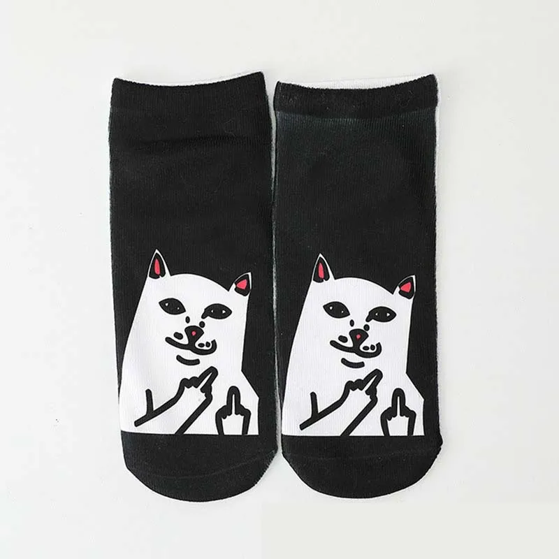 Женские милые носки с объемным принтом забавных животных, женские короткие носки, носки унисекс, популярные женские модные носки с мультяшным котом для женщин, WZ683 - Цвет: 14