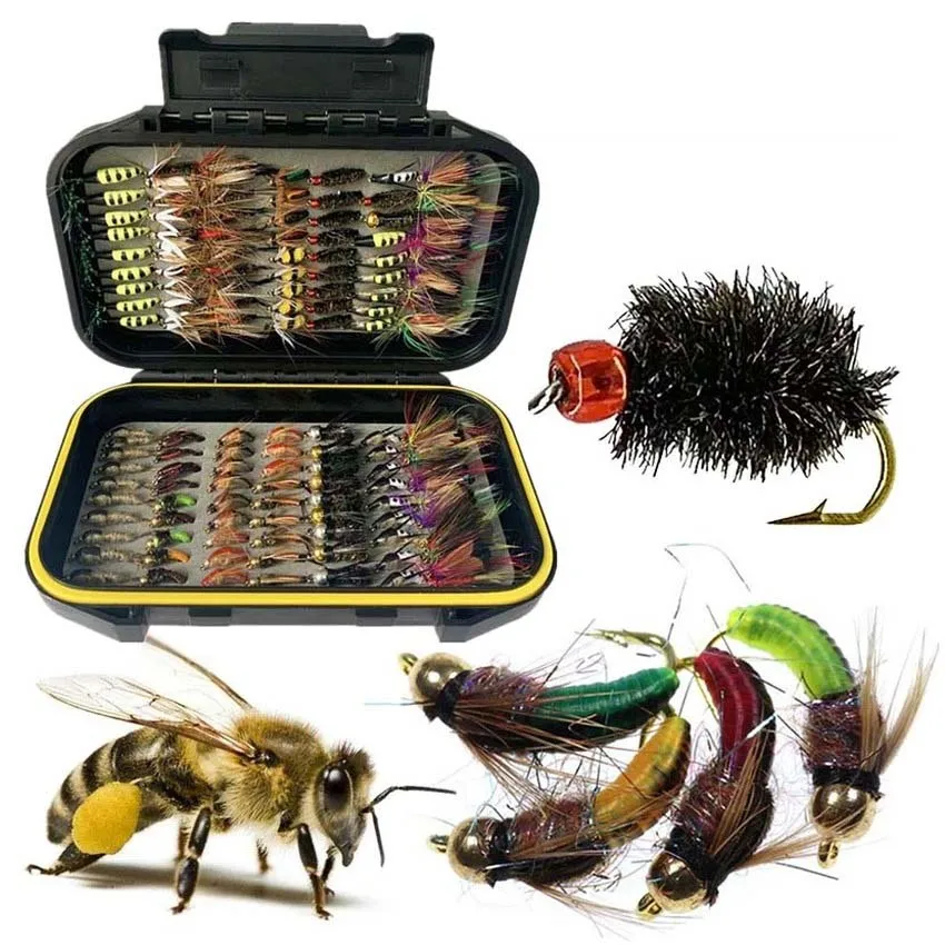 139 Stücke Fliegenfischen Fliegen Köder Köder Starter Set Trocken Nass Fliegen Streamer Nymph Emerger für Forelle Bass Winter Frühling angeln
