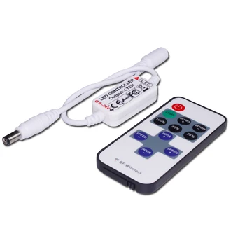 

New Hot Sale DC5-24V DC12V 6A MINI 11Keys Remote RF Mini Single Color Dimmer Controller For Single Color Strips