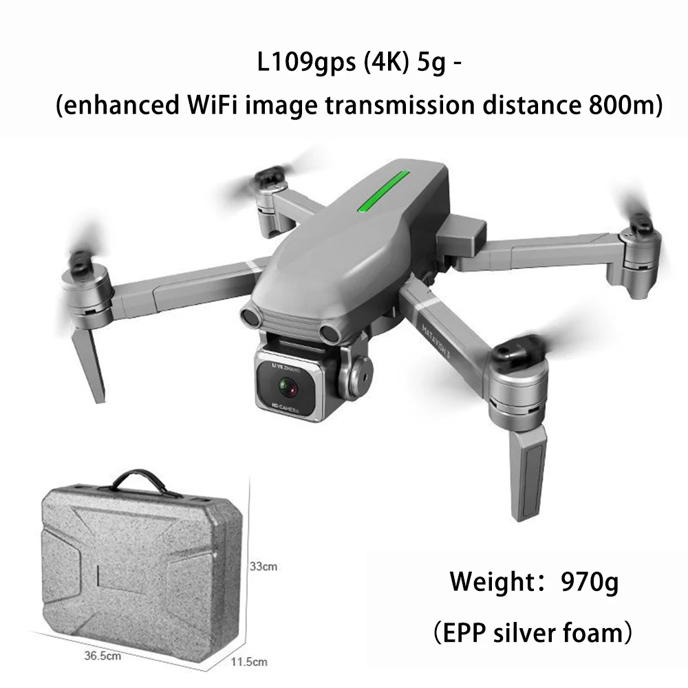 L109 Дрон gps 4K HD камера 5G wifi FPV Бесщеточный мотор складной селфи дроны Профессиональный 1000 м дальние расстояния - Цвет: 800m-EPP Silver F B