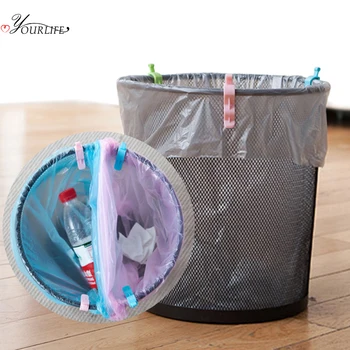 

OYOURLIFE 6Pcs/set Household Trash Bag Fixed Clip Garbage Can Bag Non-slip Holder Kitchen Plastic Rubbish Bin Clips