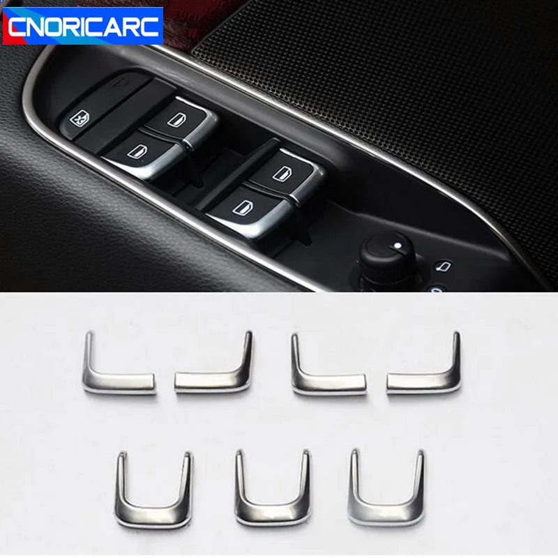 CNORICARC хромированные кнопки для стеклоподъемника автомобиля, Накладка для Audi A3 8V-16 Q3 A4, декоративные наклейки для внутреннего подлокотника