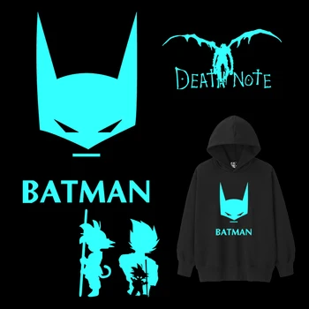 

Goku Batman Luminous Iron on Stickers Hero Patches for Clothes Ironing Heat Transfers for Hoodie T-shirt thermal transfer Stripe