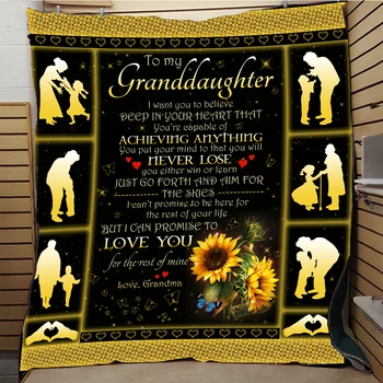 

SOFTBATFY To My Granddaughter Quilt Print All Season Quilt For Bed Soft Warm Blanket Cotton Quilt Dropshipping