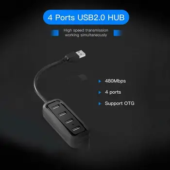

Black High Speed 4 Ports USB Hub USB Port Portable OTG Hub USB Splitter for Laptop PC Tablet