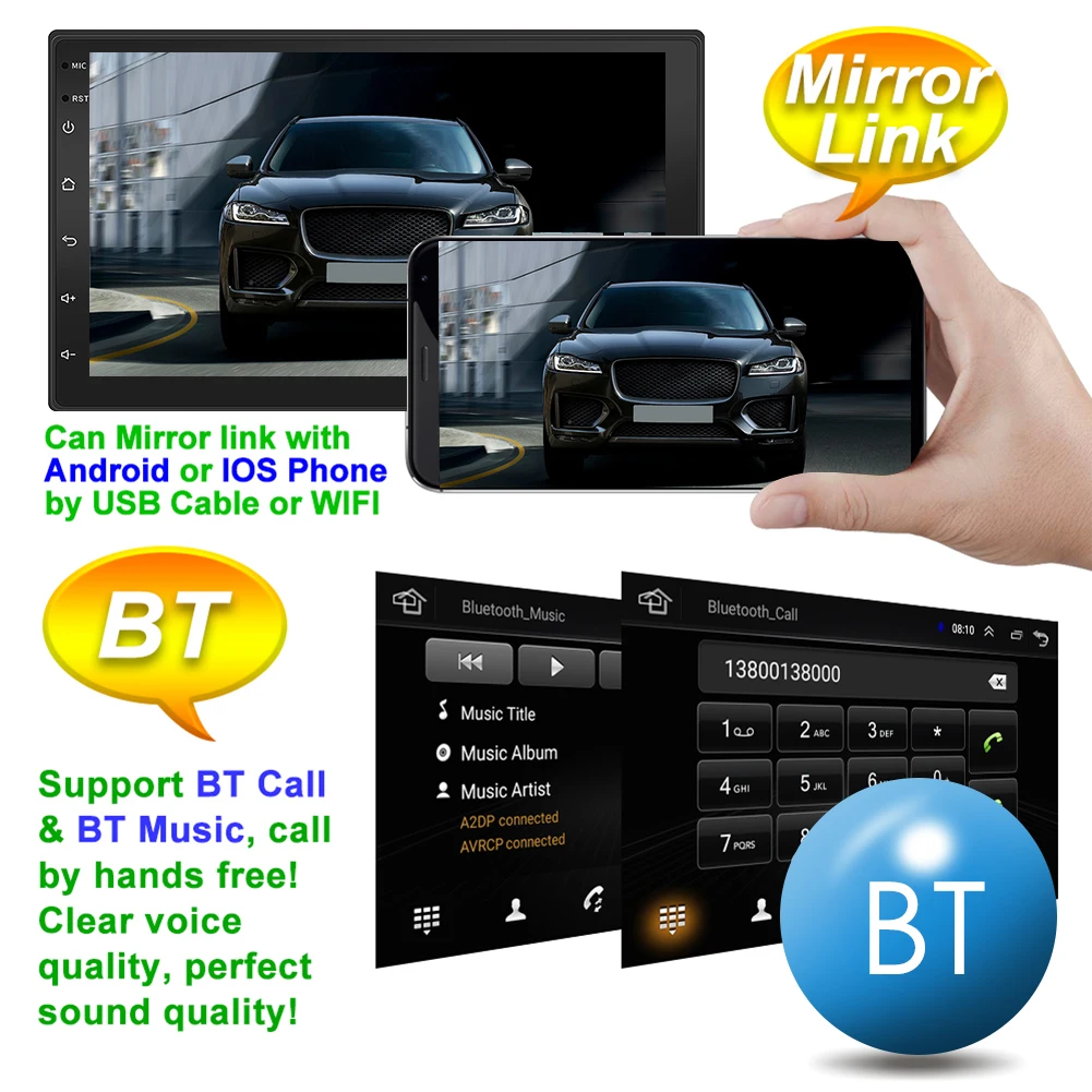 2 Din Android 10.1 Car Radio Multimedia Video Player Double Stereo GPS Navigation Wifi Player Head Unit 7 inch Screen