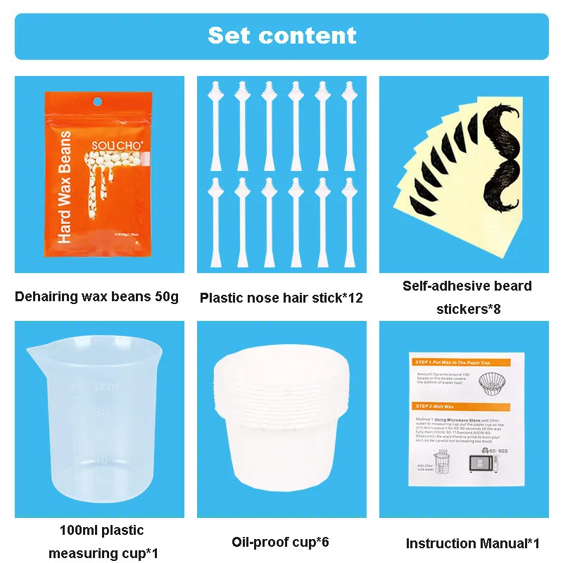 Nose Hair Wax Kit Effective and Safe Nose Hair Removal Women For Men and Set nose Remover Waxing 50g nose wax kit