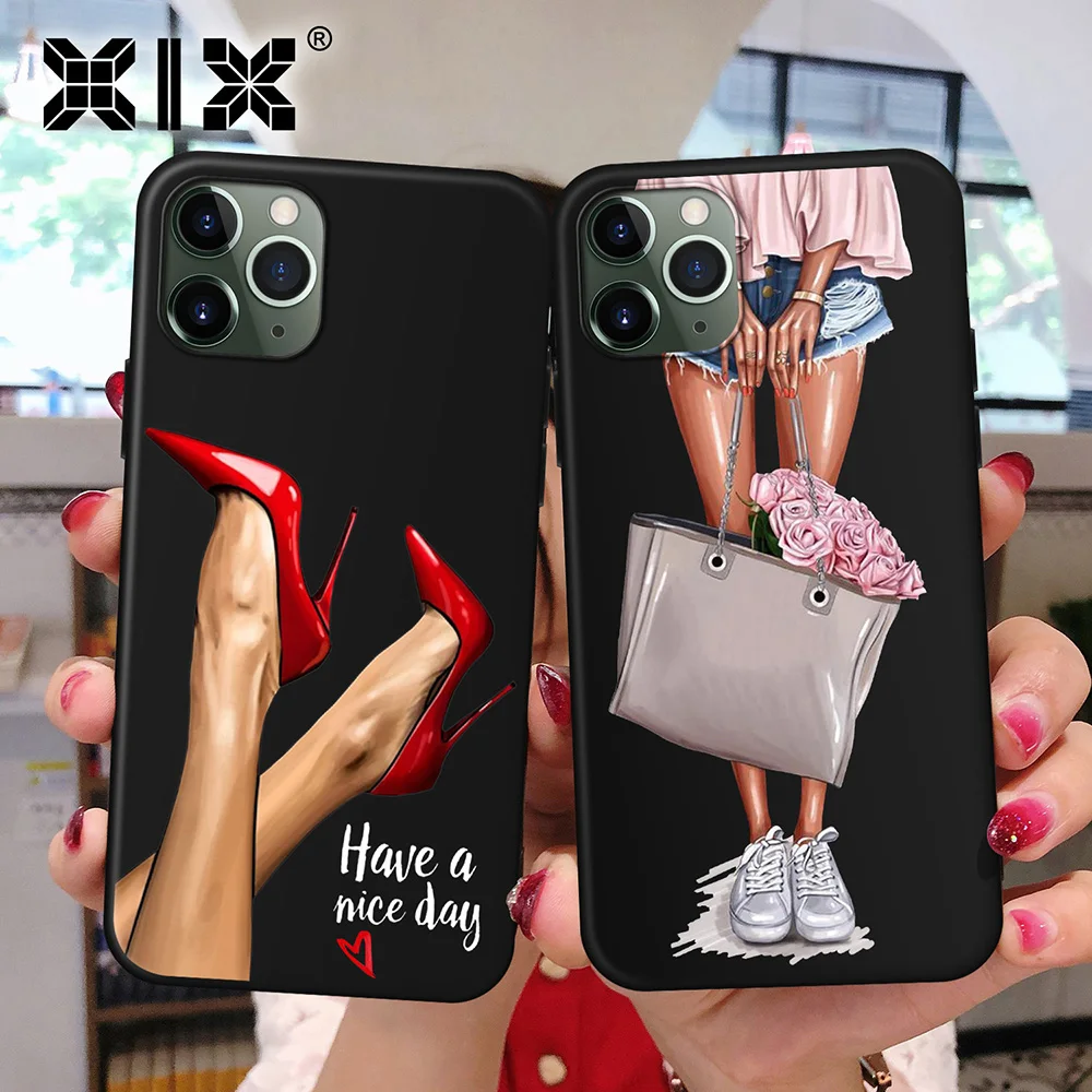 Чехол-накладка для iPhone 11 Pro Max X XS 6 6S 7 8 Plus силиконовый черный | Мобильные телефоны и