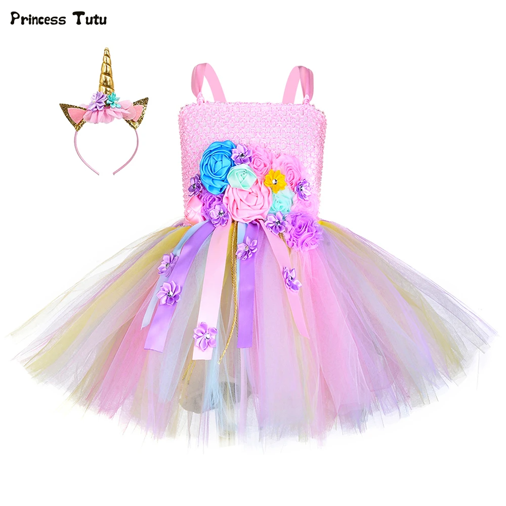 1 Set Girls Unicorn Tutu Dress Outfit 