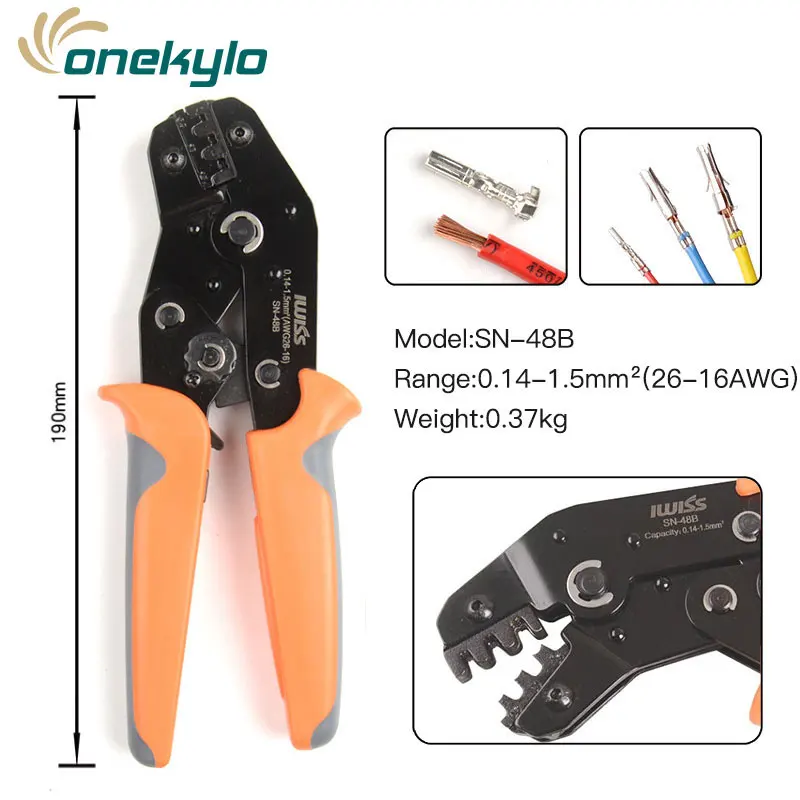 Terminal Wire Crimping Pliers Non-Insulated 2.8 4.8 6.3 26-16AWG Crimping Tool 