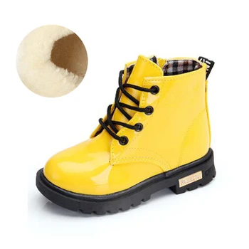 

New Arrival Children Winter PU Leather Boots Waterproof Martin Shoes Boots Non-slip Warm Plush Snow Boots for Boys and Girls
