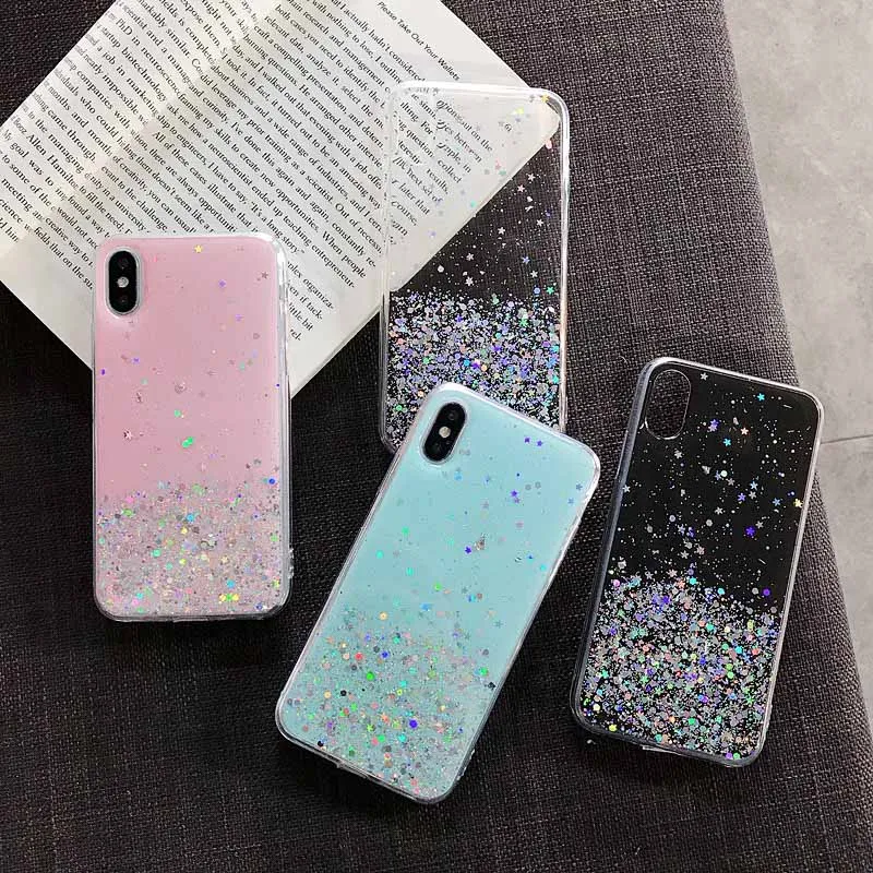 

Star Epoxy Case For Xiaomi Redmi Note 8 7 6 4 5 Mi 9T Pro K20 7A 5A 4X Case Transparent TPU Cover On Xiaomi Mi A3 9 8 SE A2 Lite