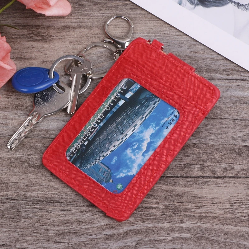 Unisex Colors Portable ID Card Holder Bus Cards Cover Case Office Work Key Chain Key ring Tool wallet card holder card holder id card holder id card case