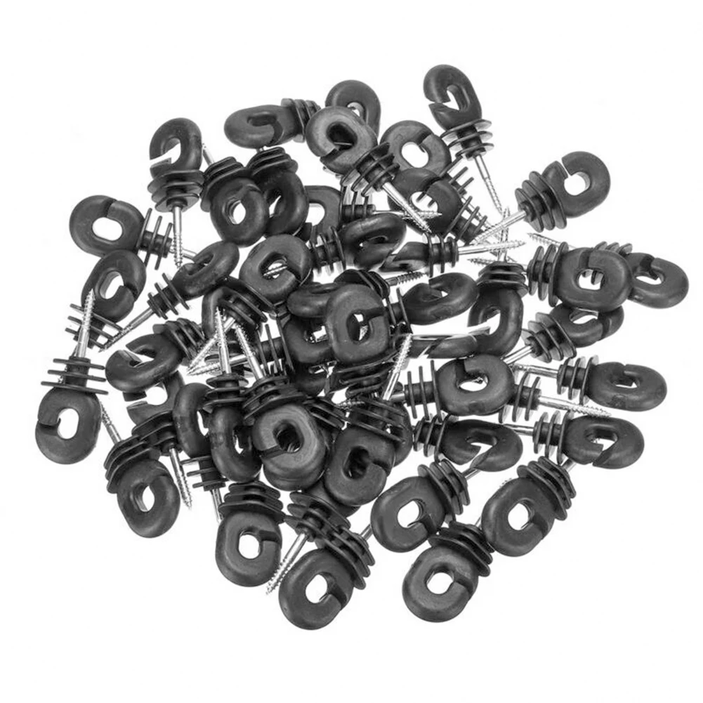50PCS Tape Wood Post Replacement Safe Rainproof Lightweight Screw In Insulator Set Electric Fence Wire Ring Accessories Portable