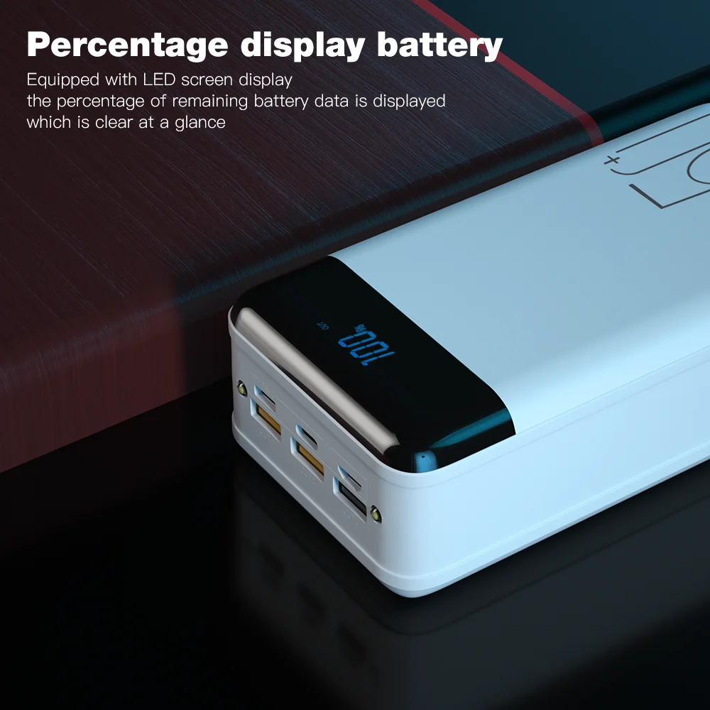 18W QC3.0 Quick Charge 50000mAh Power Bank LED Digital Display External Battery Poverbank Fast Charge for Xiaomi iPhone 12 Mini