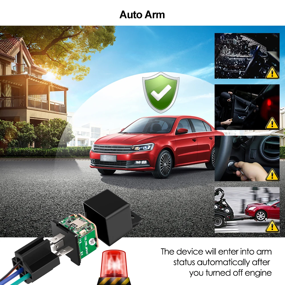 car tracker Upgraded MV730!!! Relay GPS Tracker Car Tracker 10-40V Cut Off Fuel ACC Tow Alarm Car Locator Vibration Overspeed Alert Free APP GPS Trackers