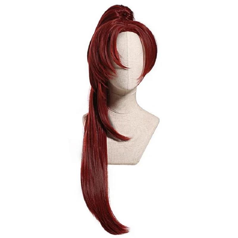 Princess Connect! Re:dive Akino Cosplay Wig 80cm Dark Red wig with Chip Ponytails Halloween Party burgundy Wigs |
