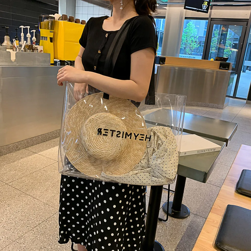 Ремешок из прозрачного ПВХ сумка-тоут сумки Для женщин конфеты желе пляжные сумки Для женщин летнее платье в стиле "Ретро", большой Transpare Повседневное покупок сумки на плечо