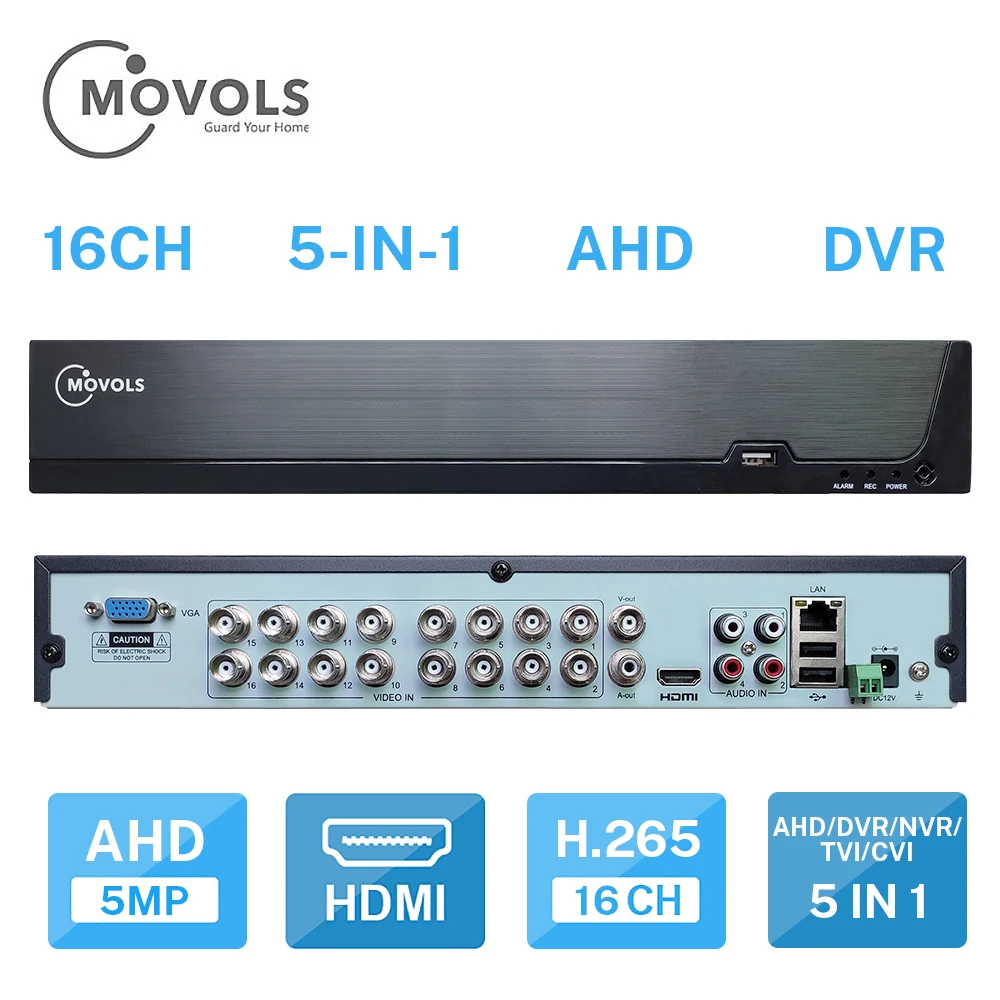MOVOLS DVR 16CH CCTV видео рекордер для AHD камеры аналоговая камера ip-камера Onvif P2P 5MP H.265 SATA поддержка установки 2 шт HDD DVR