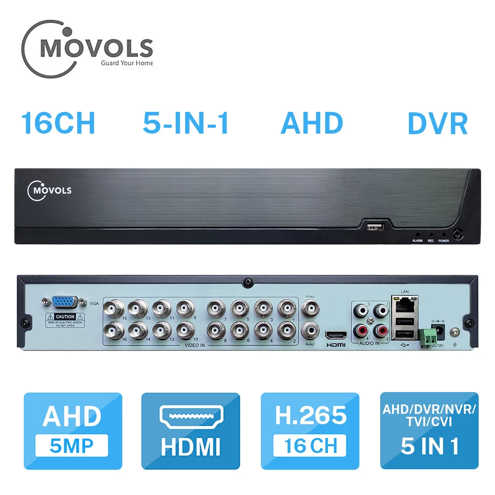 MOVOLS DVR 16CH CCTV видео рекордер для AHD камеры аналоговая камера IP Onvif P2P 5MP H.265 SATA