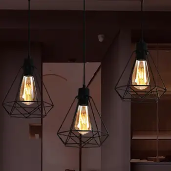 

LED Down Light Ceiling Down Light Square Pendant Lamp Retro Energy Saving Useful Durable Iron E27 White Home Decor Flush Mount