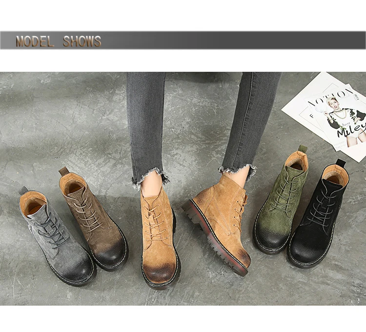 Botas mujer/новая обувь женские Ботинки martin на платформе модные брендовые женские ботильоны из натуральной кожи с перекрестной шнуровкой bota feminina