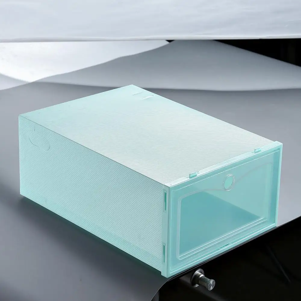 Foldable Clear shoe rack shoe organizer Storage Box Подставка для обуви boite rangement chaussure אחסון#EO24 - Цвет: Green S