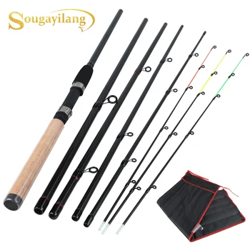

Sougayilang Portable 6 Section Fishing Rod Carbon Rod Spinning Travel Ultralight Weight 3M Fishing Rod Fishing Tackle