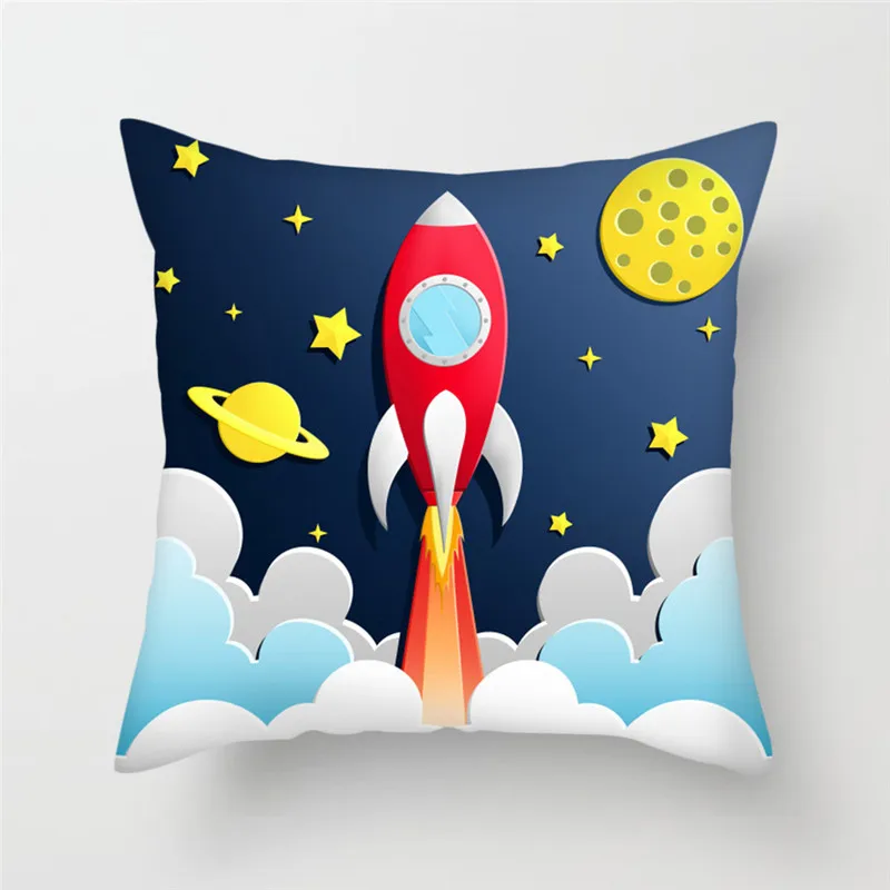 Fuwatacchi чехол для подушки с рисунком космонавты и ракеты, чехол для подушки для домашнего кресла, декоративные подушки 45*45 см - Цвет: PC08237