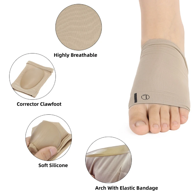 

1Pair Silicone Elastic FlatFoot Arch Pad Cover Unisex Massage Corrector Insole Orthopedic Plantar Fasciitis Bunion Pain Relief