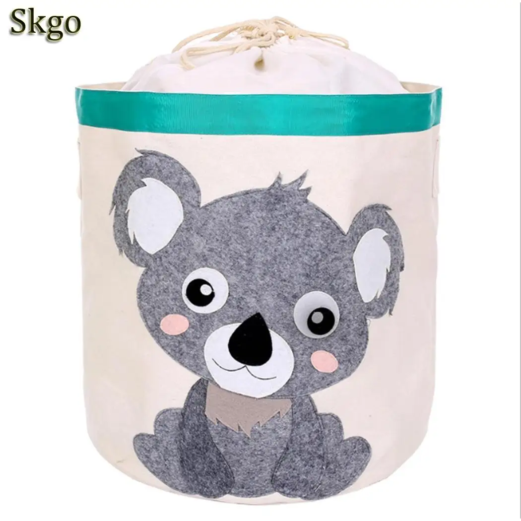 bear Детская сумка для хранения игрушек из хлопка и льна с рисунком, пыленепроницаемое ведро для хранения дома - Цвет: bear