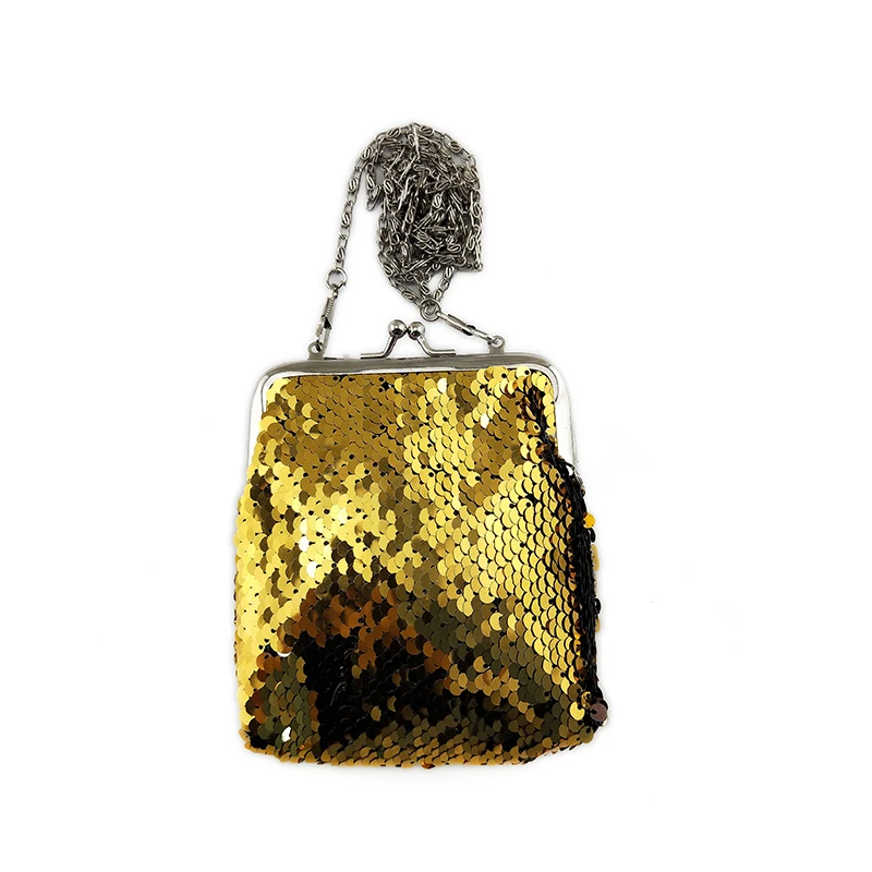 gold BELLO TUTTI, новинка, Женский кошелек для монет с блестками, женская сумка-мессенджер на плечо, маленькая сумка, металлический кошелек Farme, мини-кошелек для девочек, для смены карт, посылка - Цвет: gold