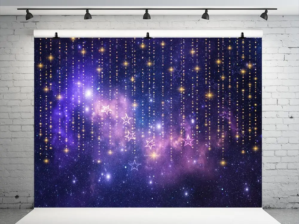 Vinylbds 10 X10Ft Blue Star Ry Sky Fondali Fotografici Scintillio Scintillio Little Star Bambini Bokeh Dream Background Per Foto