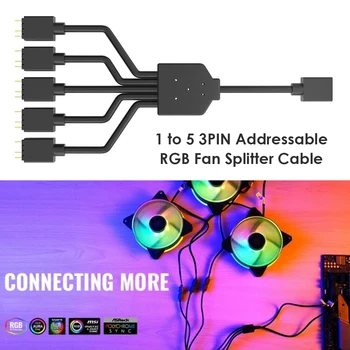 

1 to 5 3 PIN ARGB Fan Splitter Cable Computer Accessories Addressable RGB Cooler Connector Cord for Chassis PC Case CPU