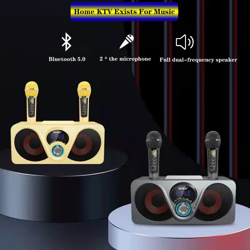 

Bluetooth-Колонка SDRD с 2 беспроводными микрофонами для караоке