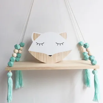 

Loozykit Children Bedroom Organizer for Toys Wooden Shelves DIY Wood Beads Wall Shelf Storage Organizer Shelves Home Decorations