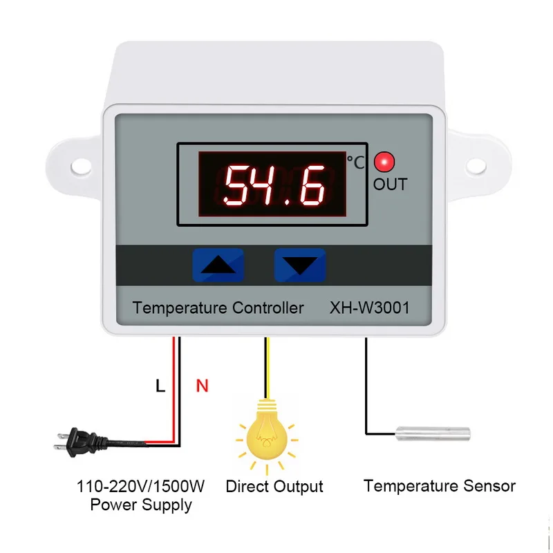 Цифровой светодиодный регулятор температуры для инкубатора, охлаждающий нагревательный переключатель, термостат NTC, датчик температуры, переключатель контроллера - Цвет: 110-120V 1500W