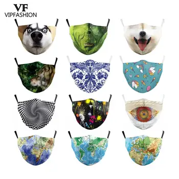 

VIP FASHION Reusable Anti-dust Protective PM.25 Masks Cute Cartoon Animal Anime Unicorn Printed Face Masks Adults Unisex Masks