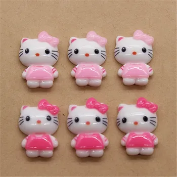 

20pcs Kawaii Resin Pink/Hot pink Cat Miniature Flatback Cabochon Art Supply DIY Craft Scrapbooking,14*20mm