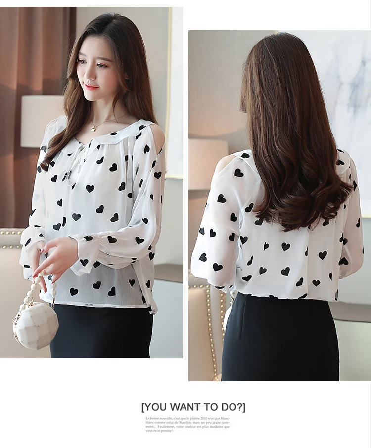 Женская blusas mujer de moda Осенняя элегантная шифоновая блузка в горошек с длинными рукавами тонкая Блузка офисная для женщин рубашка